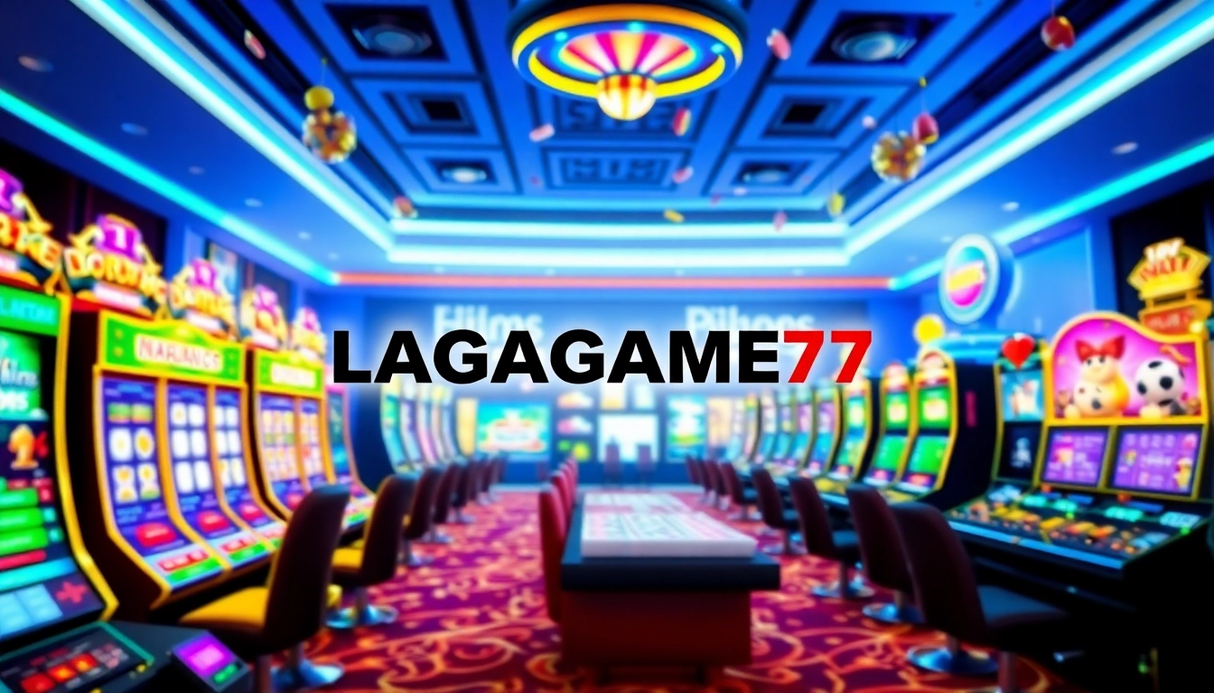 LAGAGAME77 gaming platform interface filled with vibrant slots and Mahjong options.