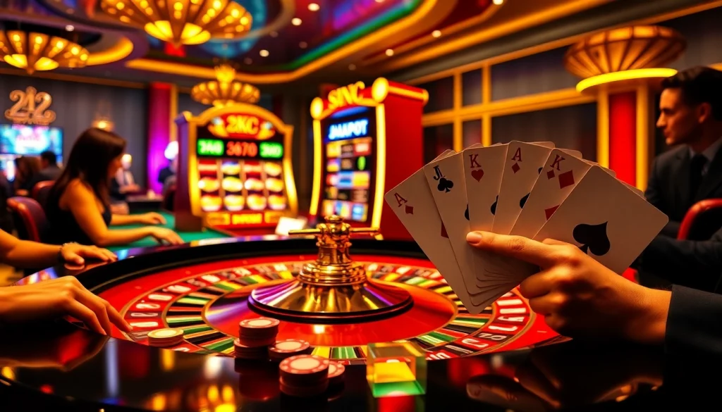 Trải nghiệm không khí hồi hộp tại 24kclub khi người chơi tham gia các ván roulette và poker với cược cao.