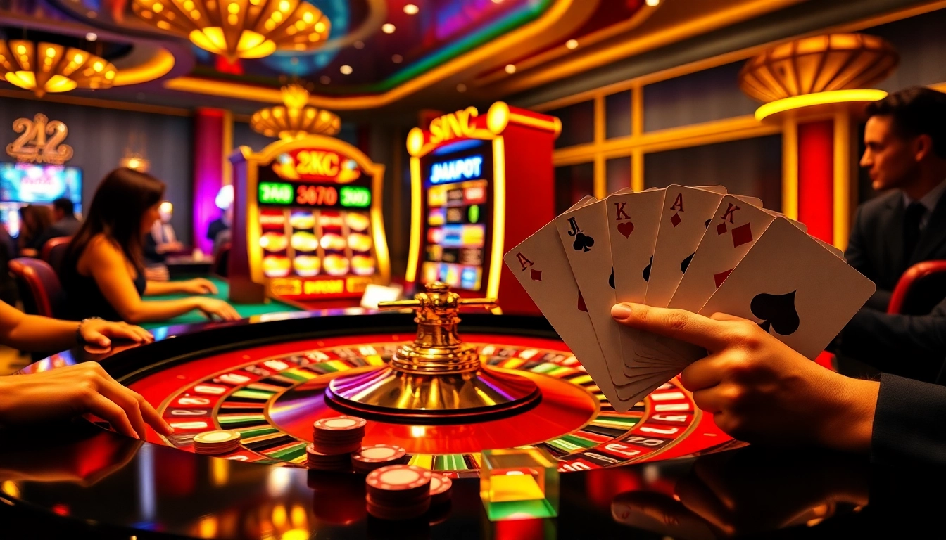 Trải nghiệm không khí hồi hộp tại 24kclub khi người chơi tham gia các ván roulette và poker với cược cao.