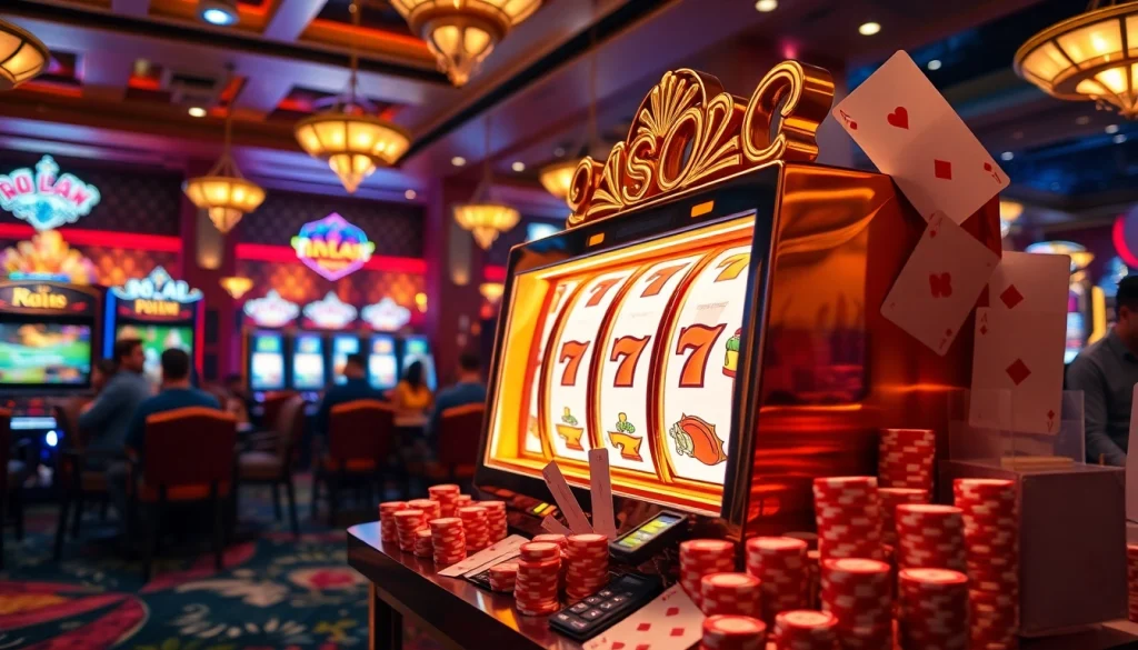 Engaging players at an idn slot machine in a vibrant casino atmosphere.