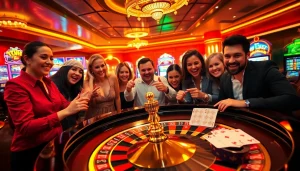 Players enjoying high-stakes action at a luxury casino inspired by 7upbet.