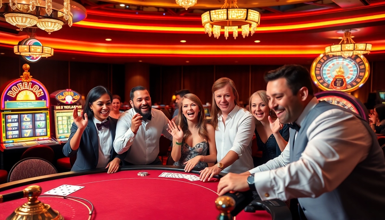 Players enjoying table games and slots at MK8.COM creating an atmosphere of excitement and winning opportunities.