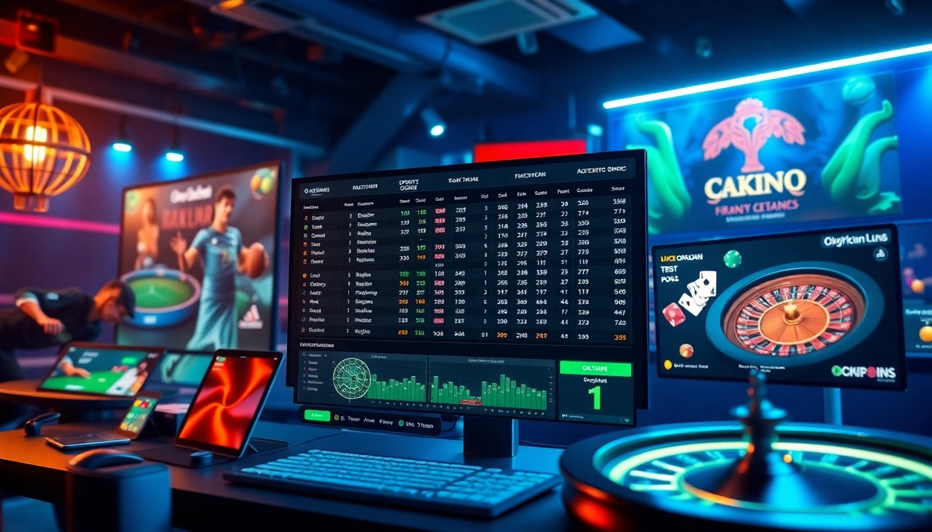 Dynamic online betting experience at okvipwin.live with live sports and casino game visuals.
