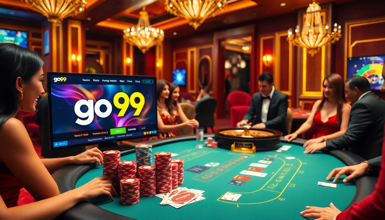 Engaging poker scene highlighting go99 đăng nhập with vibrant chips and cards for ultimate thrill.