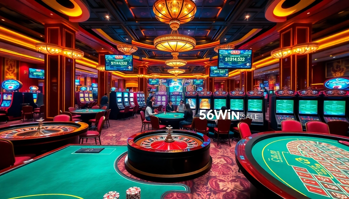 Experience thrilling gameplay at https://56win.sale/ featuring vibrant casino tables and excited players.