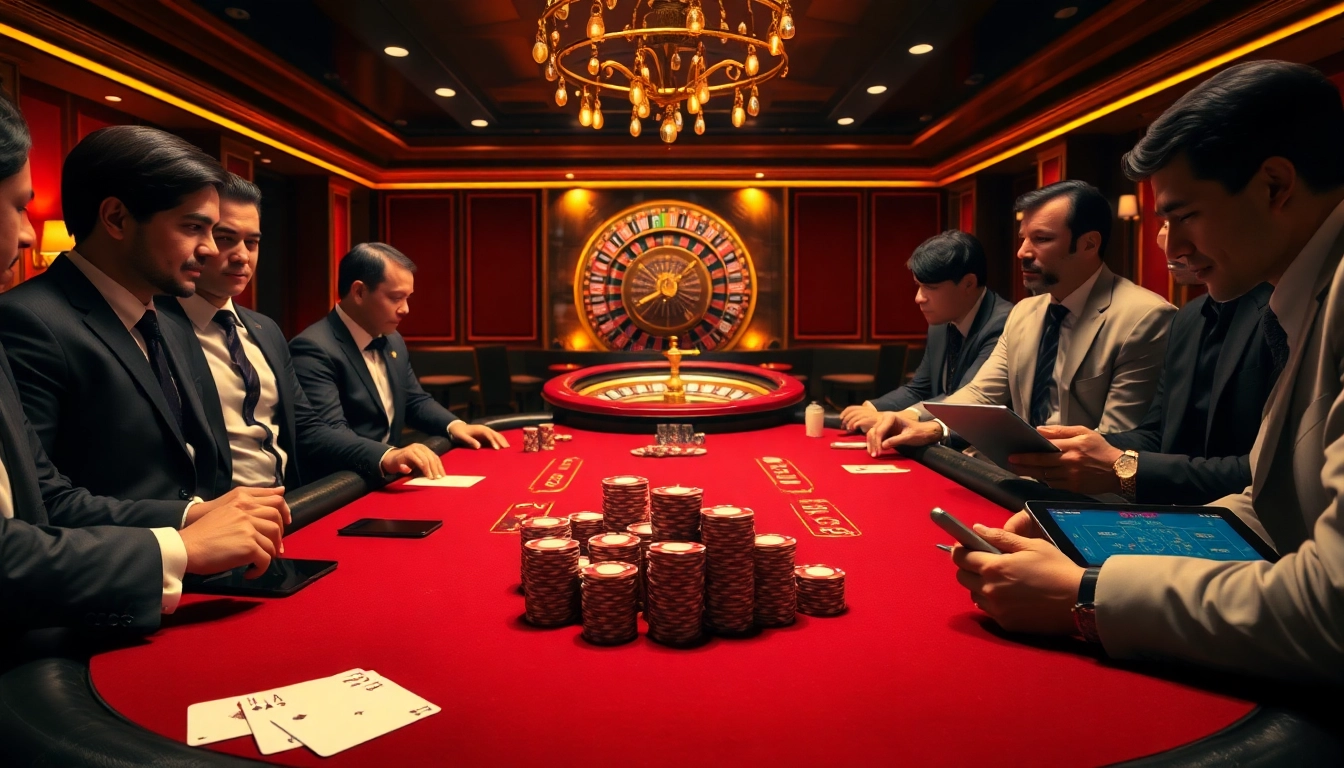 Engaging gamblers at a luxury poker table showcasing hidden wiki 2026 cards and chips.
