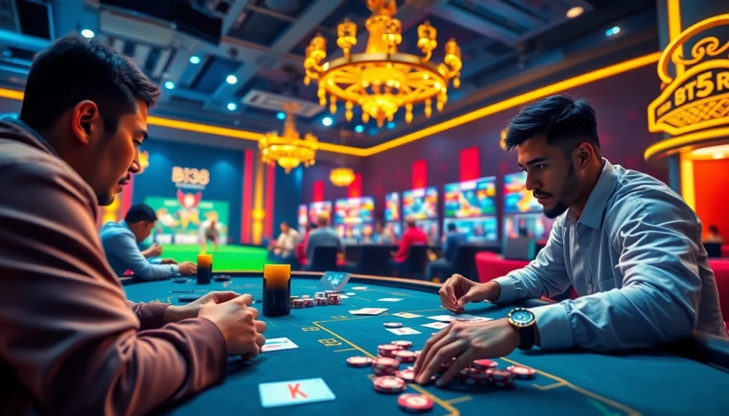 BJ38 online gaming scene showcasing exciting cockfighting and casino gameplay.