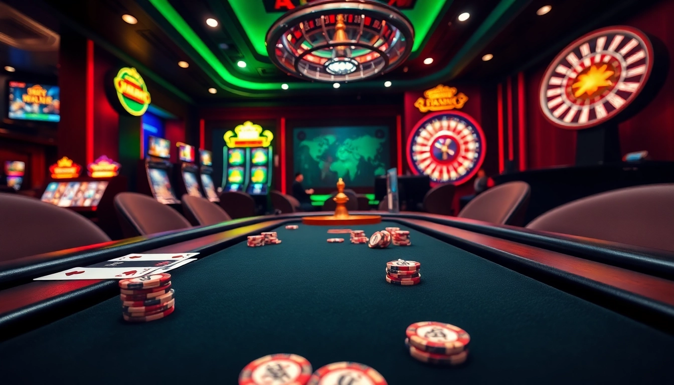 Engaging casino players at 8day.cn.com with poker chips and cards, showcasing an exciting gaming atmosphere.