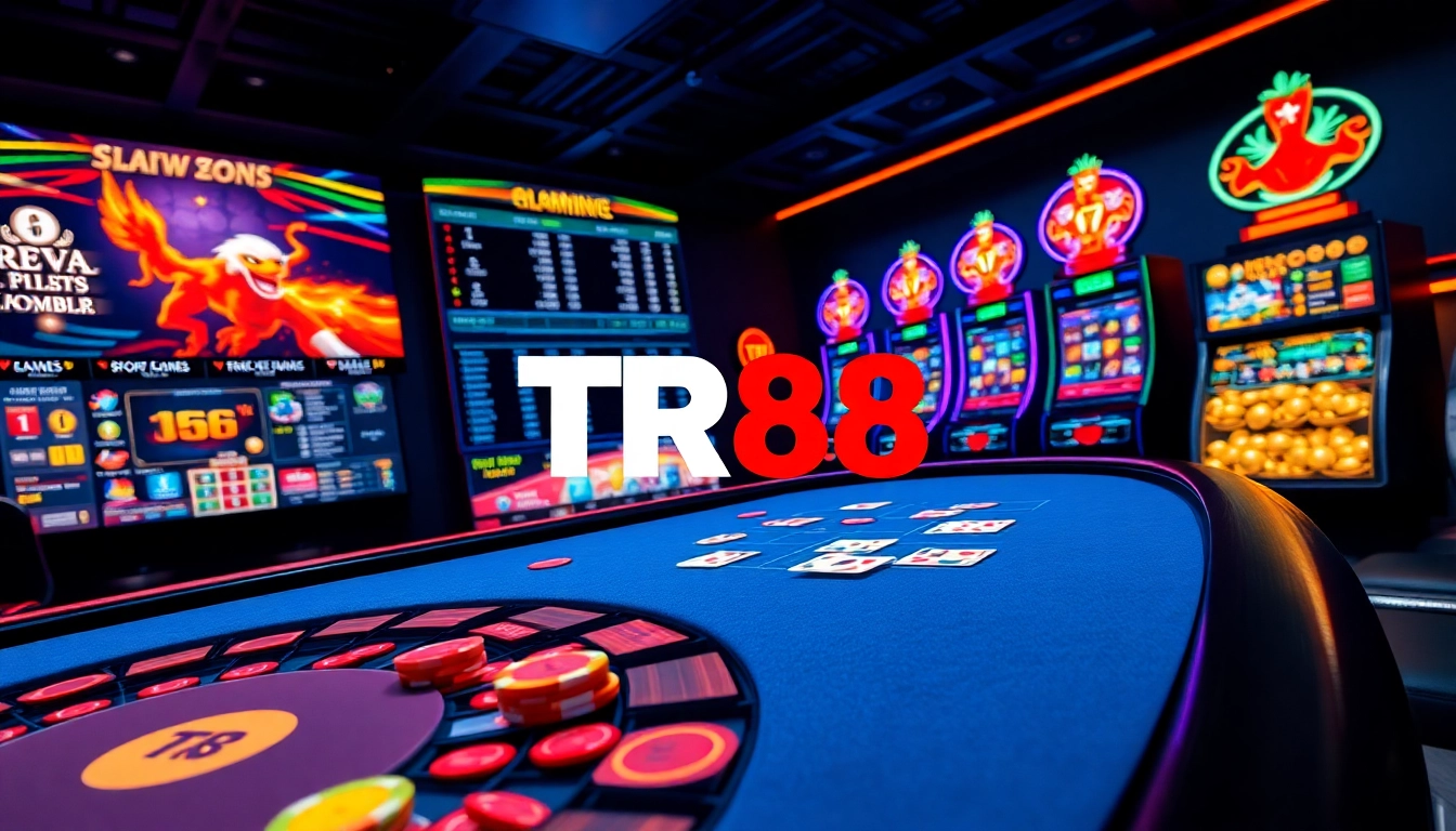 Engaging TR88 online gaming scene with diverse games and user-friendly interfaces.