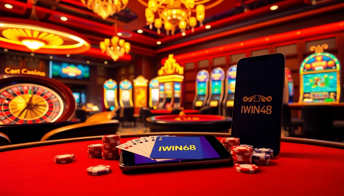 IWIN68 offers thrilling gambling experiences with elegant poker tables and vibrant slot machines.