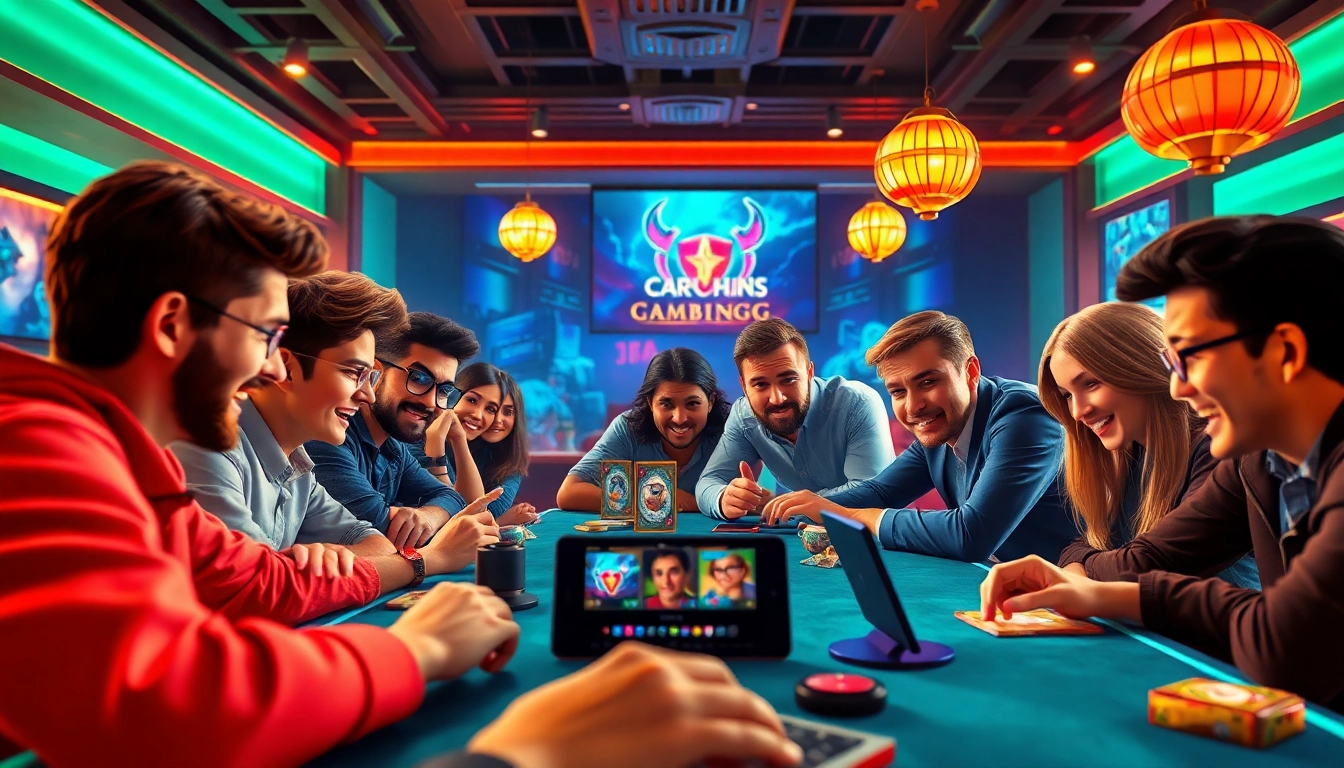 Engaging online gaming scene at gamebaidoithuong.com.vc with diverse players enjoying card games.