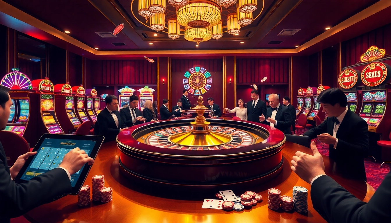 Experience thrilling gambling action with dinamit4d, featuring vibrant casino tables and exciting slot machines.