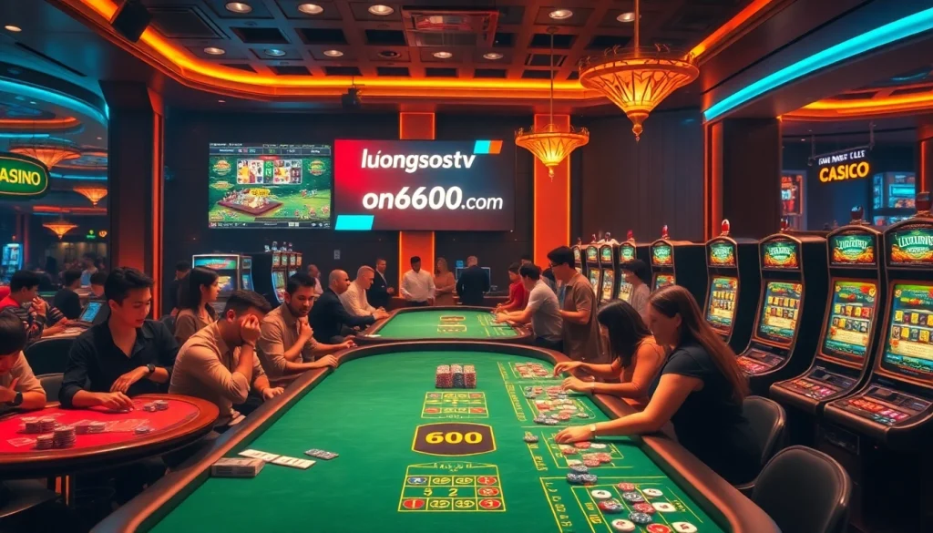 Experience the excitement of luongsontv60com while engaging in high-stakes poker at a vibrant casino.