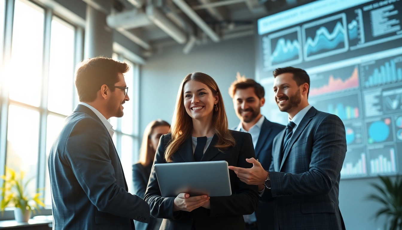 Analyze B2B competitive intelligence with dynamic teamwork in a modern office.