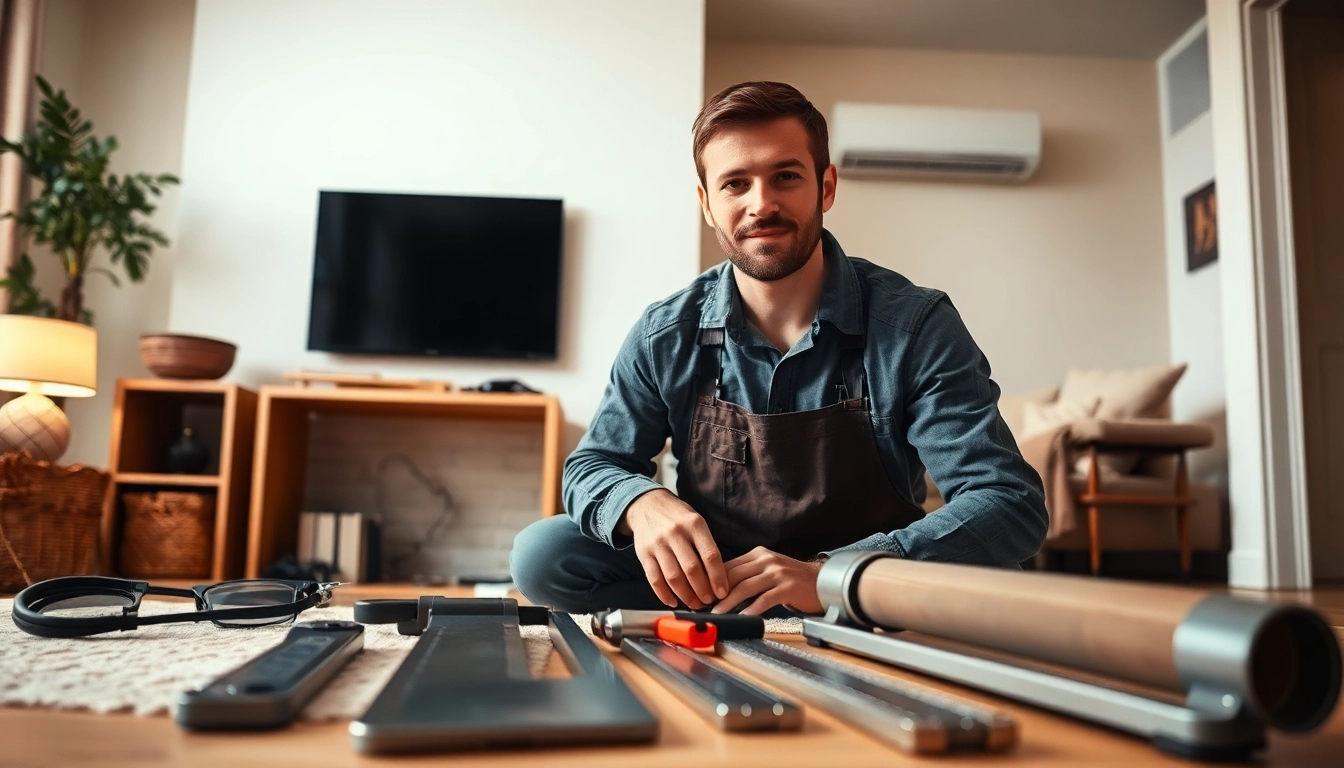 Illustration of financing for heating solutions with a technician inspecting a heating system.