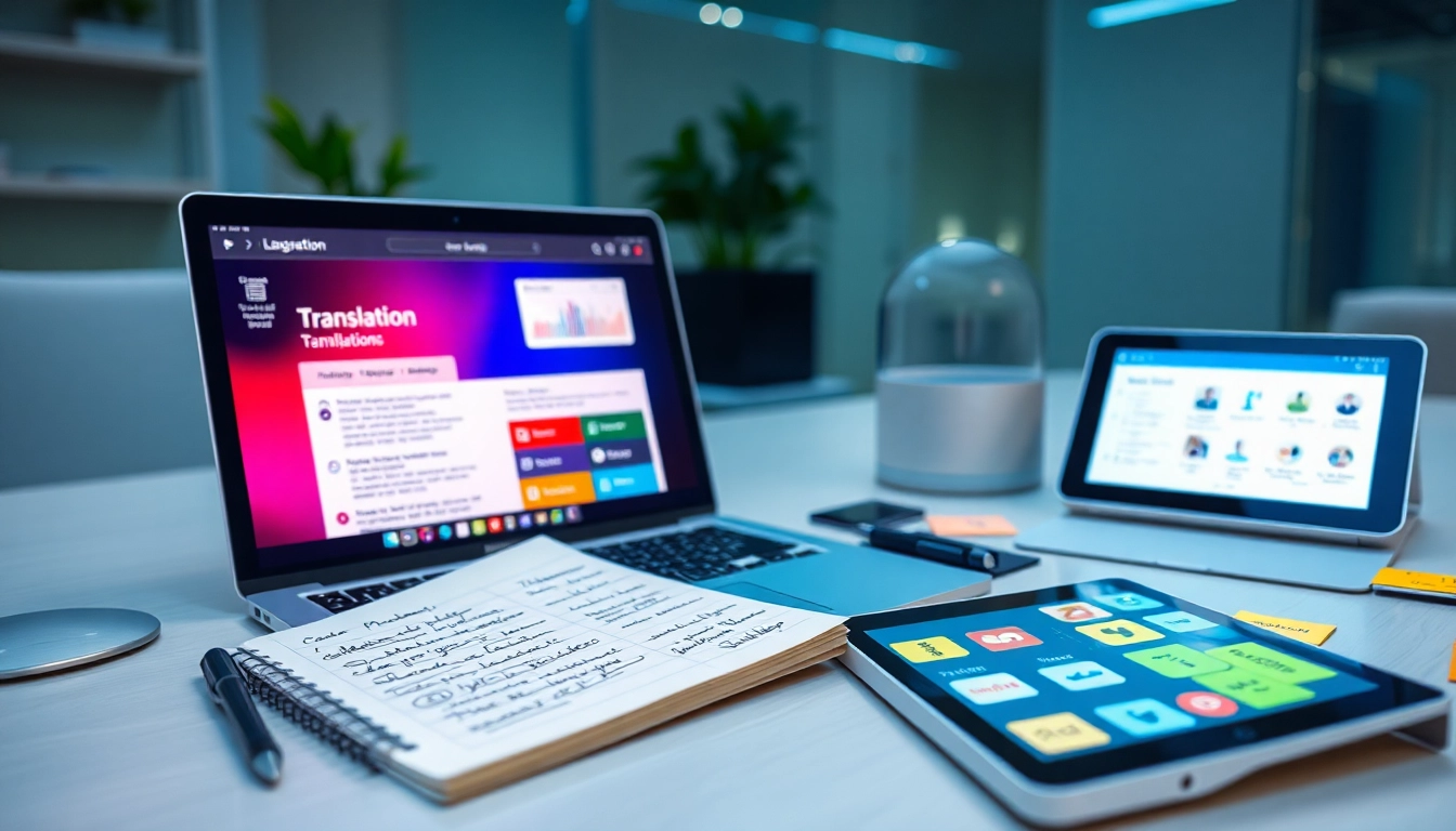 Professional workspace featuring 有道翻译 tools and vibrant language interfaces.