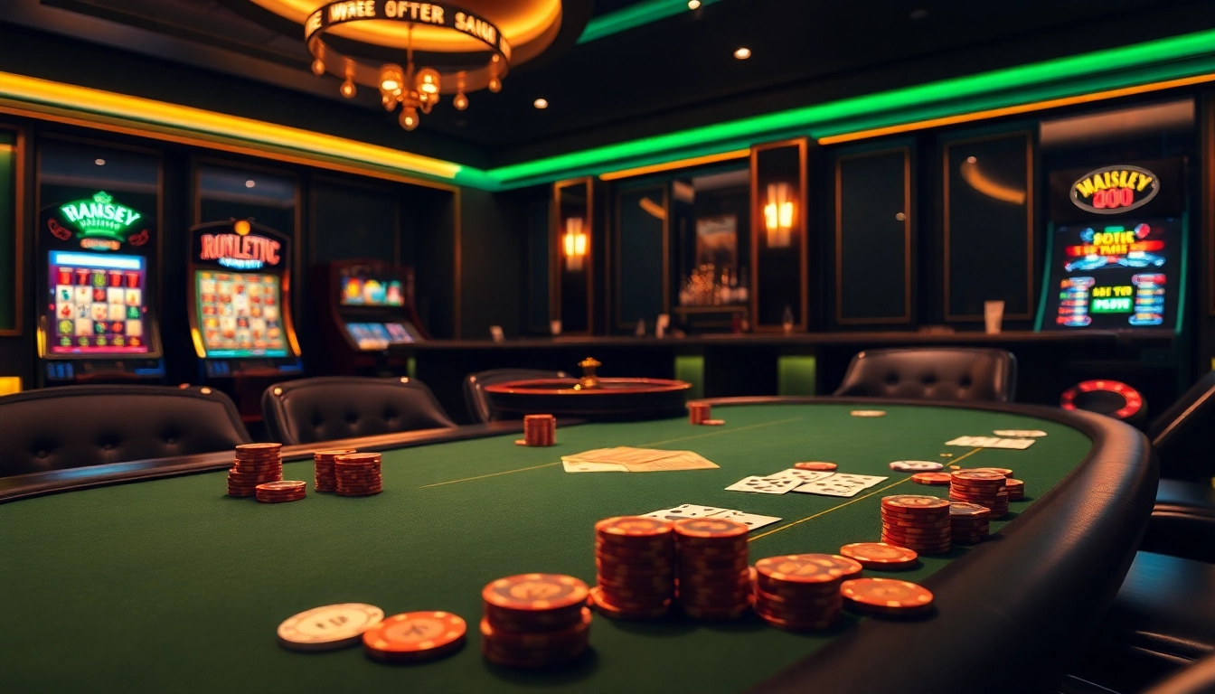 Players engage at a high-stakes poker table in a luxurious casino, highlighting MV88 sound clarity amidst excitement.