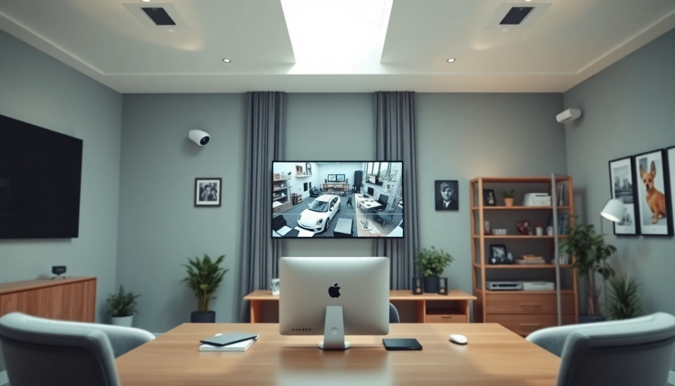 Cámaras de seguridad de alta tecnología que aumentan la seguridad en una oficina en casa moderna.