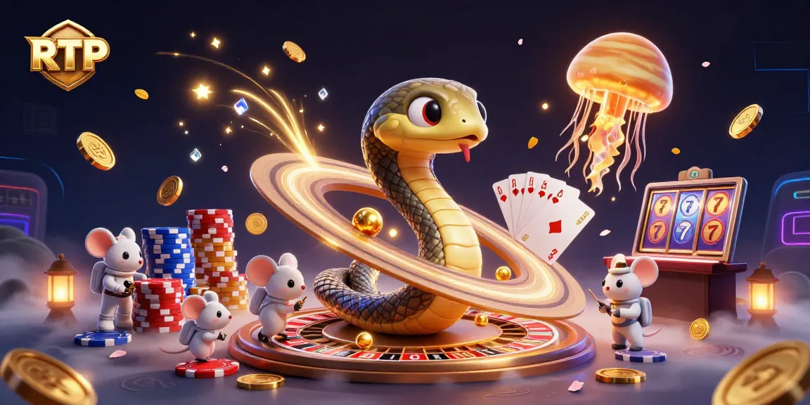 Engage with RTP slot games featuring a cosmic roulette wheel, vibrant characters, and sparkling treasures.