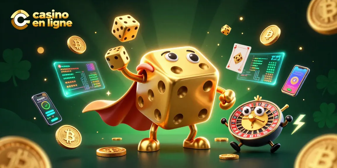 Les joueurs découvrent le casino en ligne avec des dés dorés, des pièces de crypto-monnaie et des jeux captivants.