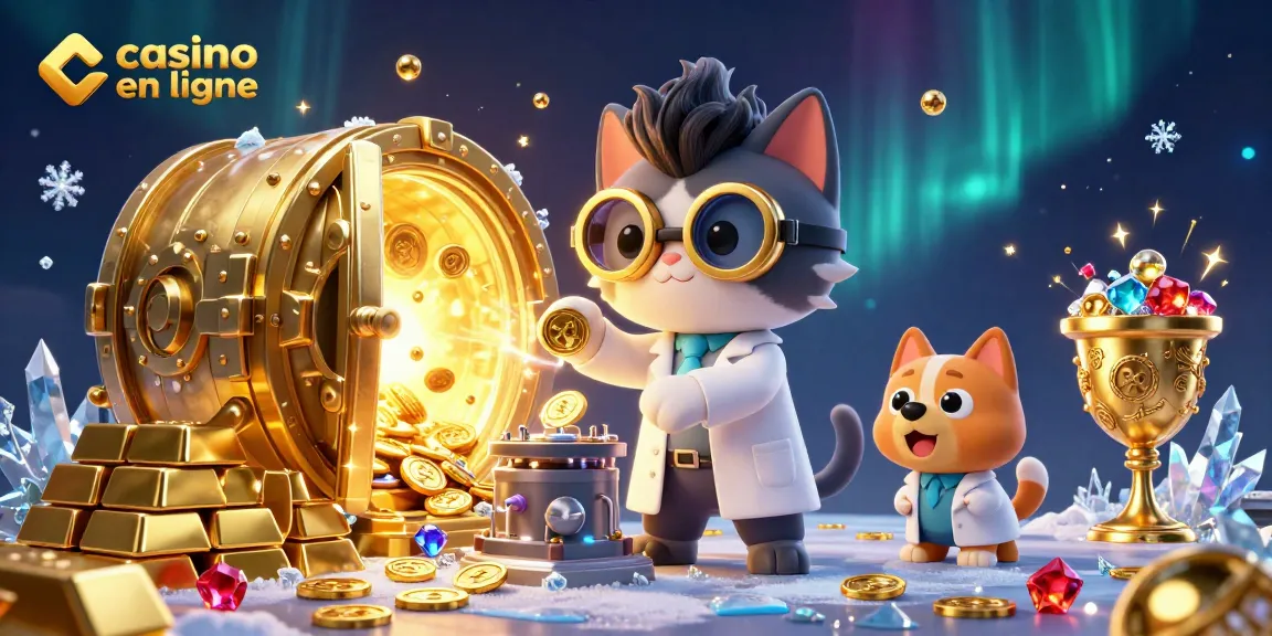 Jouez au casino en ligne avec ce chat fou et son assistant, entourés de trésors et de magie.