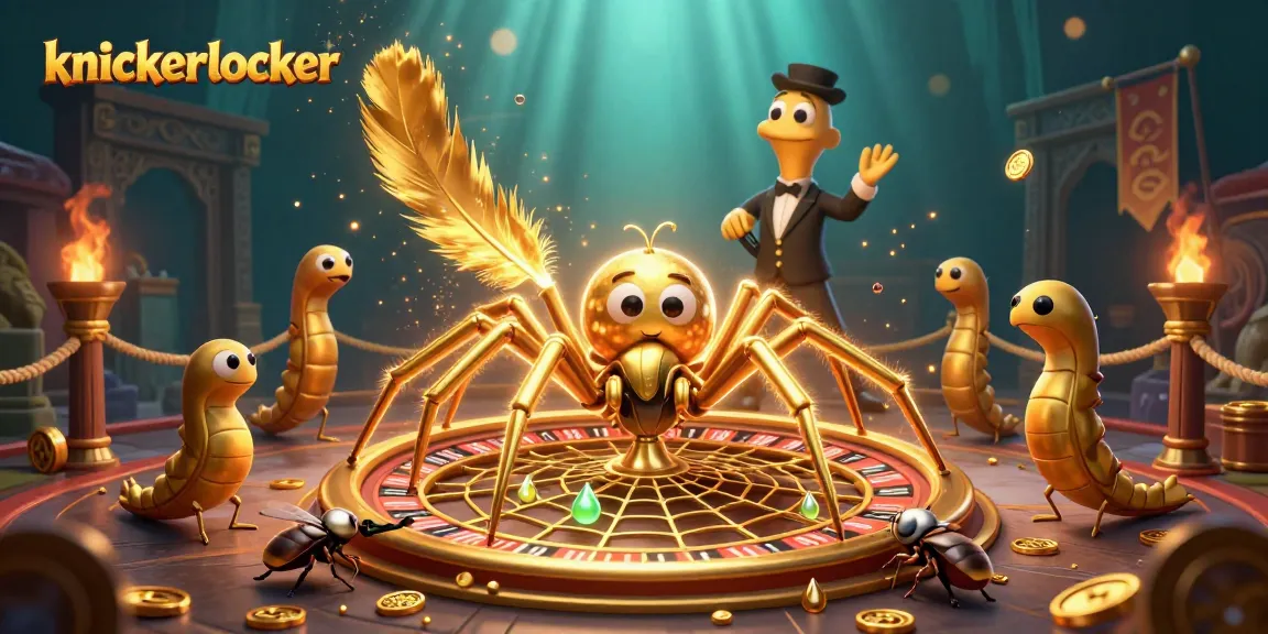 Engage with knickerlocker’s thrilling betting atmosphere as a fly nervously places bets at a roulette wheel web.