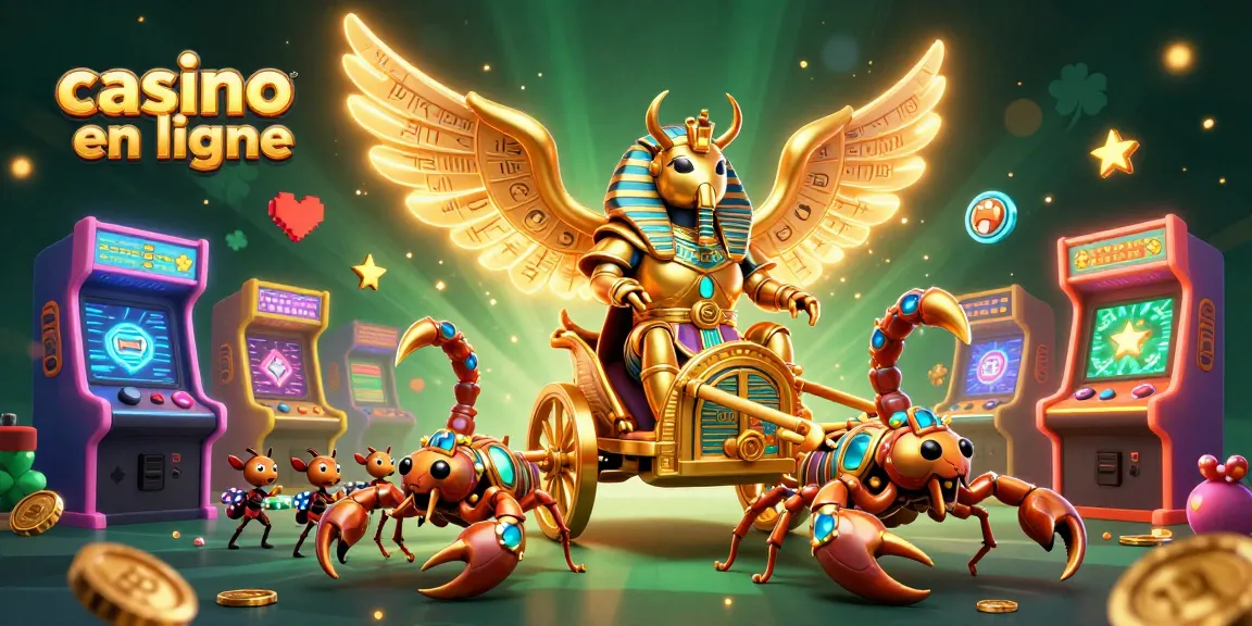 Des scorpions en bijou et un scarabée colossal créent une ambiance de casino en ligne magique.